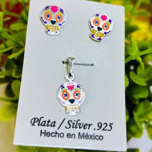 AW120 set de calaveritas de colores plata .925