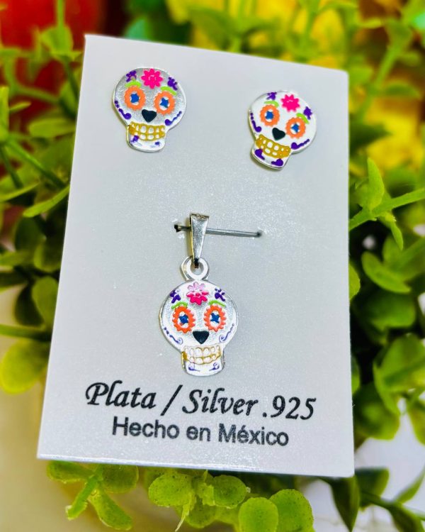 AW120 set de calaveritas de colores plata .925