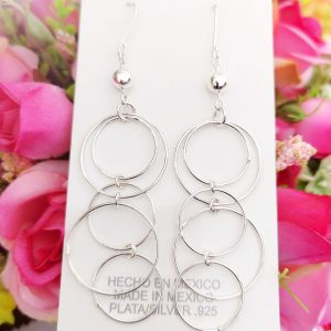 aretes largos de argollas plata 925