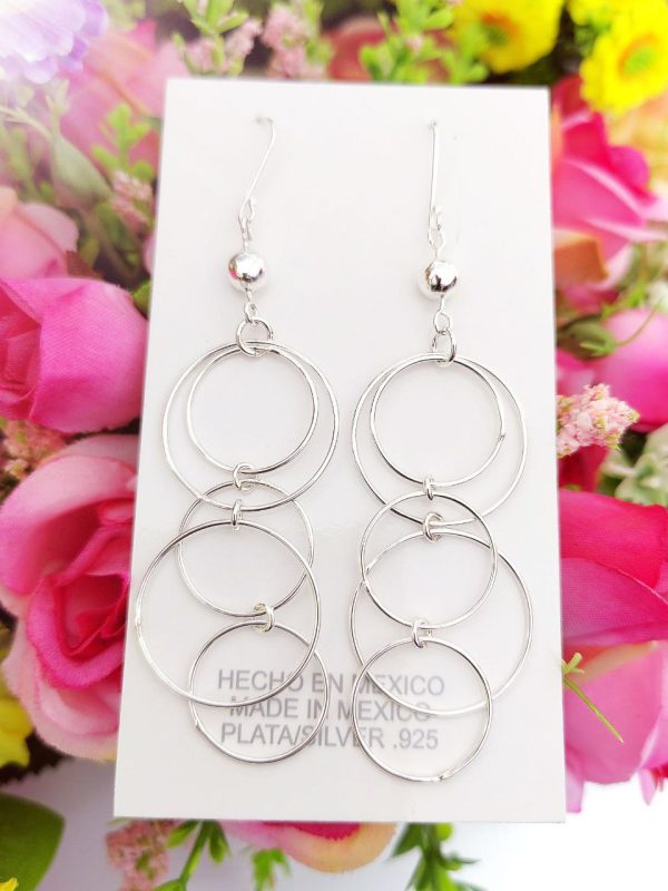 aretes largos de argollas plata 925